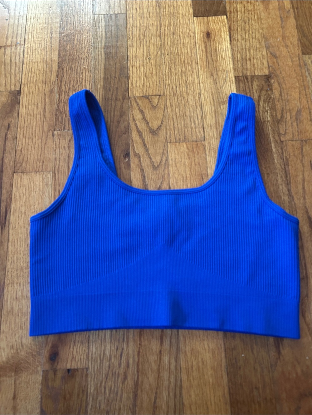 Vibrant Blue Ribbed Sports Bra - Size XL